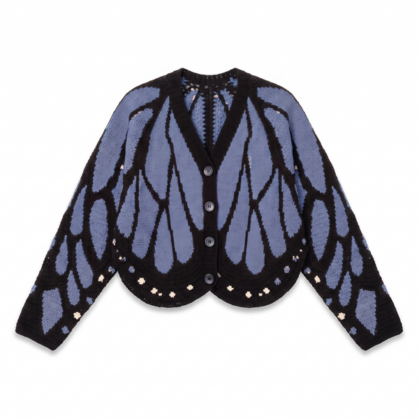 Schmetterlings-Cardigan in Blau