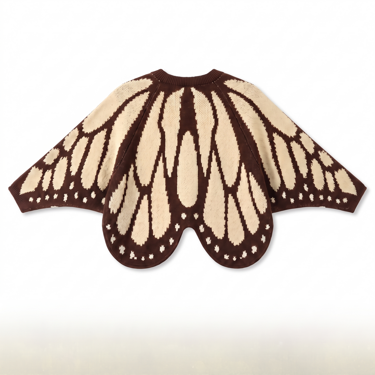 Schmetterlings-Cardigan in Braun-Creme – Rückansicht