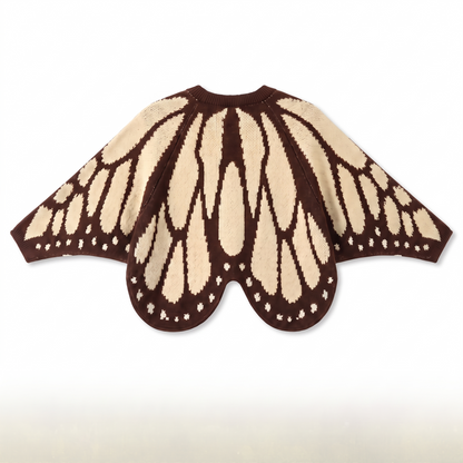 Schmetterlings-Cardigan in Braun-Creme – Rückansicht
