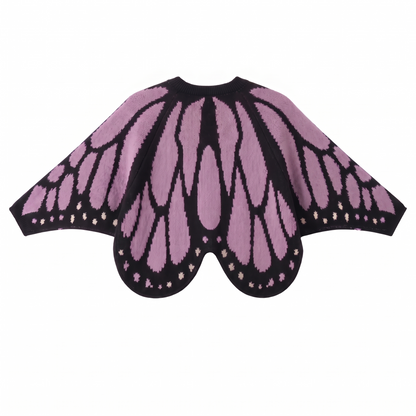 Schmetterlings-Cardigan in Lavendel – Rückansicht