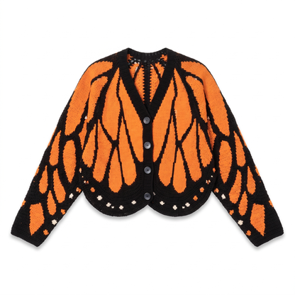 Schmetterlings-Cardigan in Orange – Vorderansicht