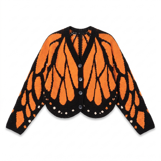 Schmetterlings-Cardigan in Orange – Vorderansicht